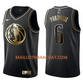 Maillot NBA Dallas Mavericks Kristaps Porzingis 6 Nike Noir Golden Edition Swingman - Homme